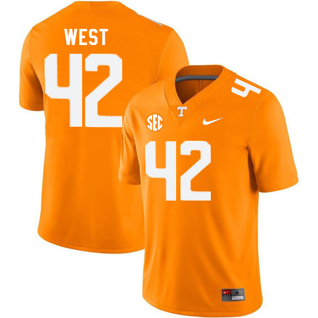 Men #42 Tyre West Tennessee Volunteers College Football Jerseys Stitched Sale-Orange - Click Image to Close